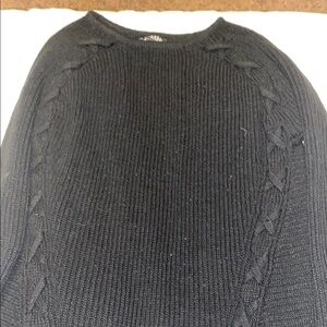 Black Knit Sweater with Cable Detail
